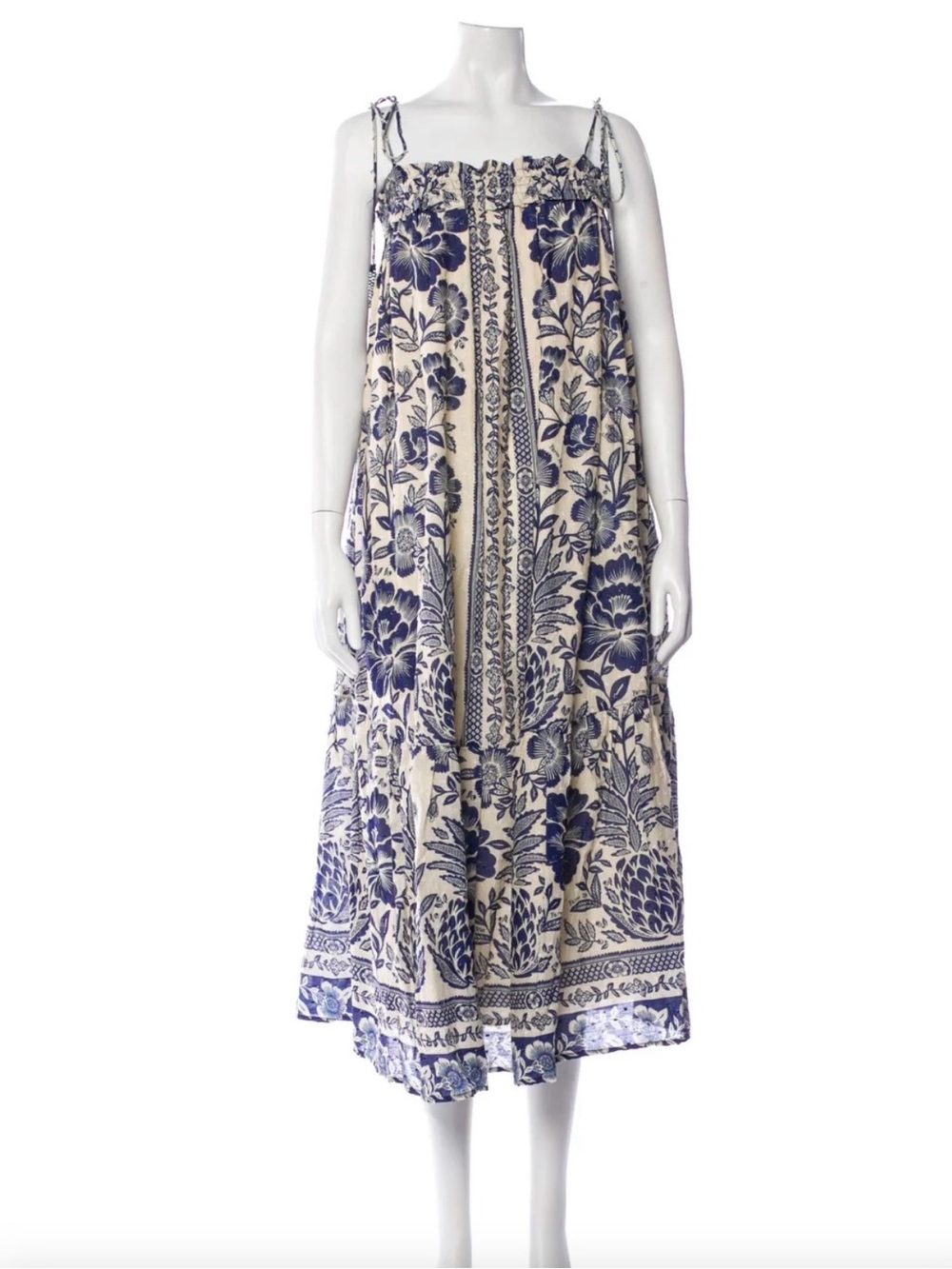 FARM Rio Blue & Cream Botanical Tie-Shoulder Maxi Dress - Picture 3 of 12